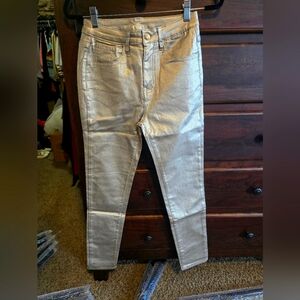 Women's Stretchy Slim Fitting Gold Shimmer Pants